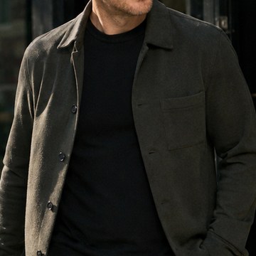 Olive suede overshirt