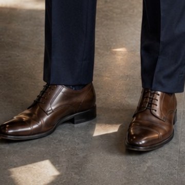 Brown cap-toe oxfords
